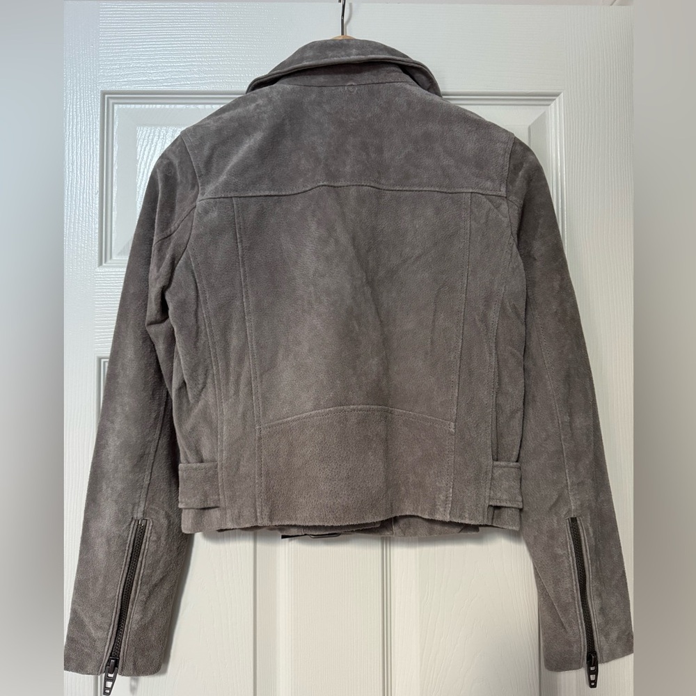 Blank NYC Gray Suede Leather Moto Jacket with Belt - Picture 3 of 9